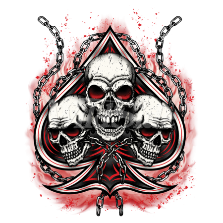 SPADE WITH 3 SKULLS AND CHAINS | The Wild Side